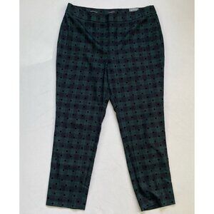 NWT Talbots Women’s 16 Slim Ankle Green Black Watch Tartan Plaid Wool Pants